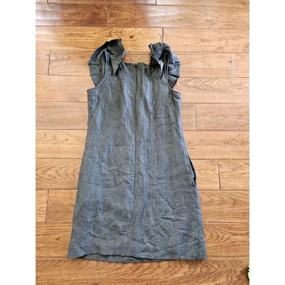 J. Crew Ruffled Linen Blend Shift Dress Women's Size 6 Gray Pockets - Picture 10 of 10